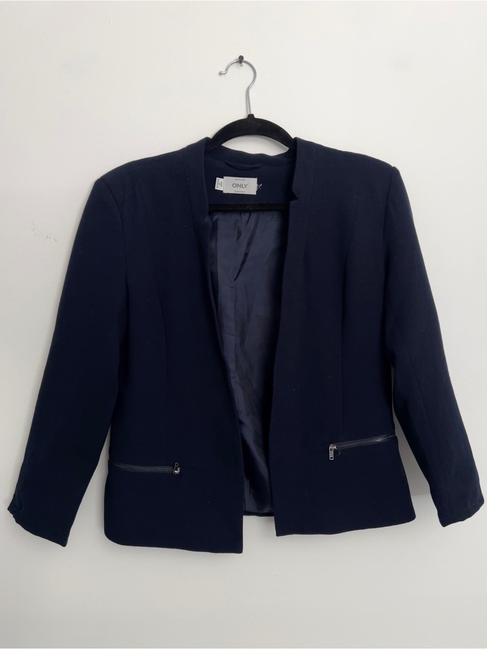 ONLY Navy Open-Front Blazer with Zip Pockets